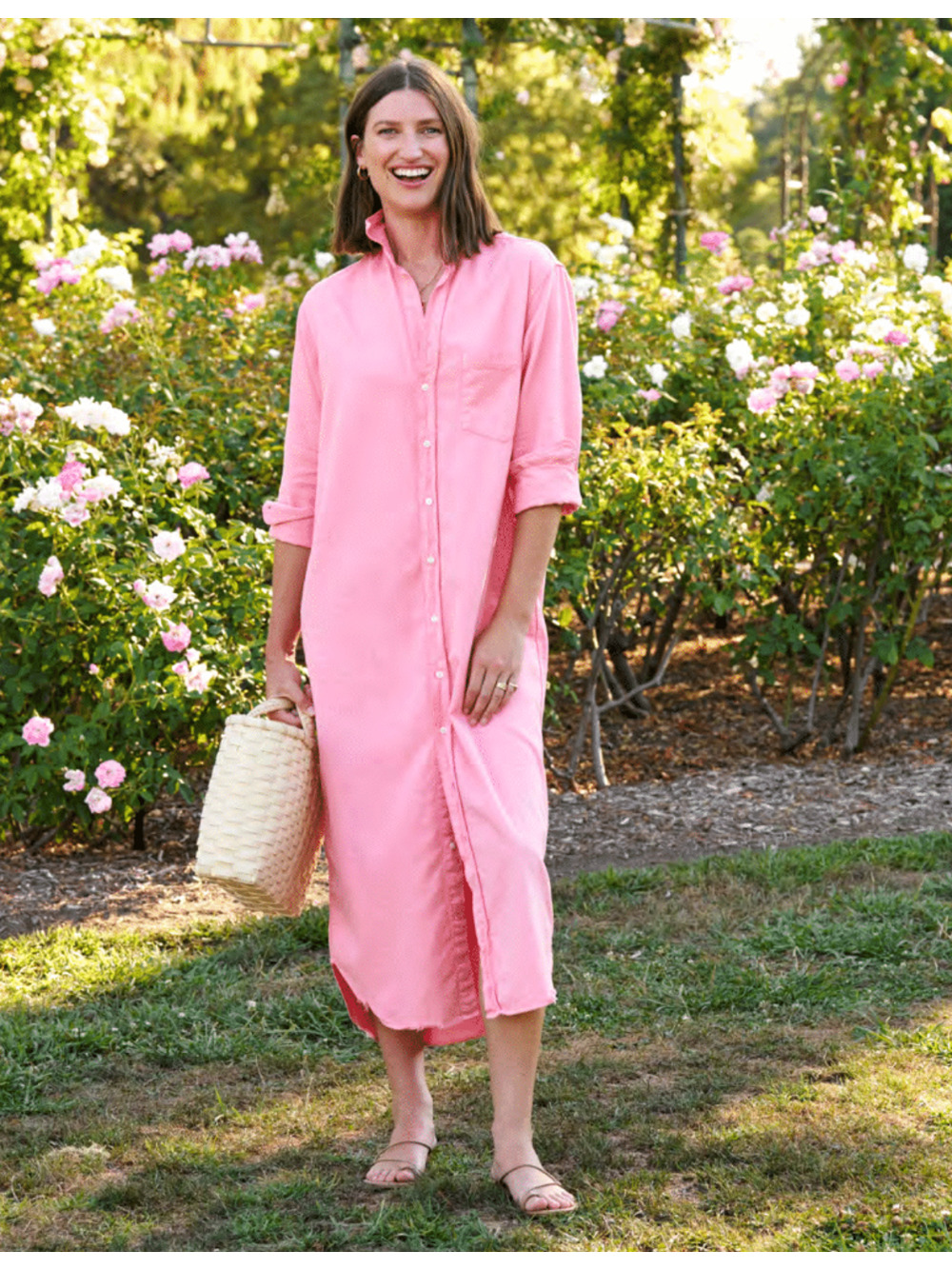 Frank & Eileen Rory Maxi Shirtdress - Bright Pink - Size S